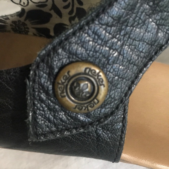 “RIEKER” Blue Leather Studded Heeled Mary Janes. - Picture 9 of 14